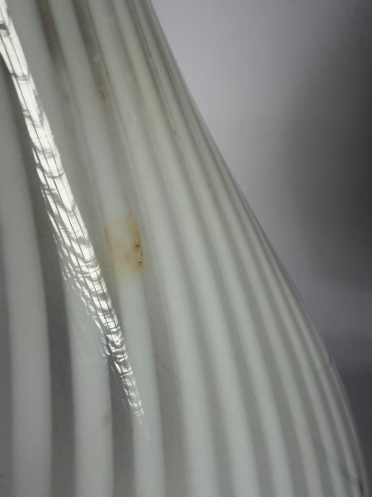 Pendant Lamp Murano Swirl, white grey transparent glass, Italy, 1970s. - 365747