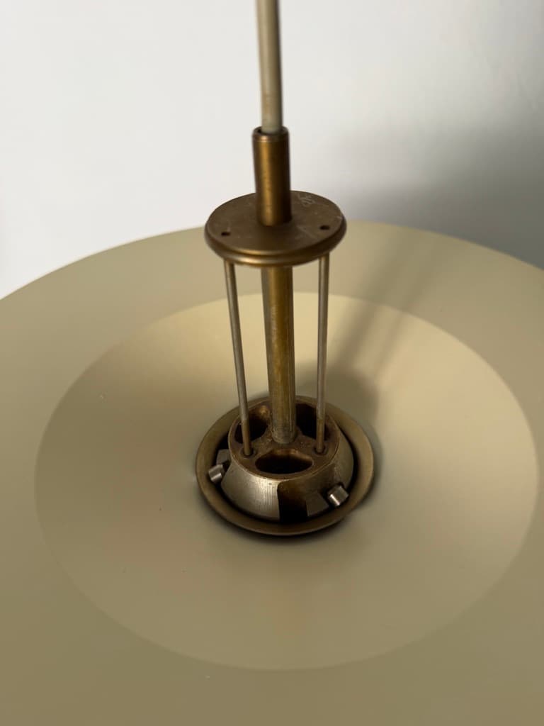 Pendant lamp PH Kontrast, silver orange white aluminium, by P. Henningsen, Louis Poulsen, Denmark, 1960s. - 365764