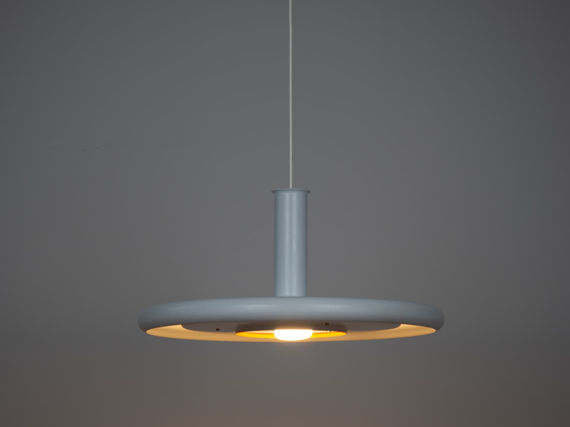 Pendant lamp Optima, white, metal, by H. Due, Fog & Mørup, Denmark, 1970s. - 365876