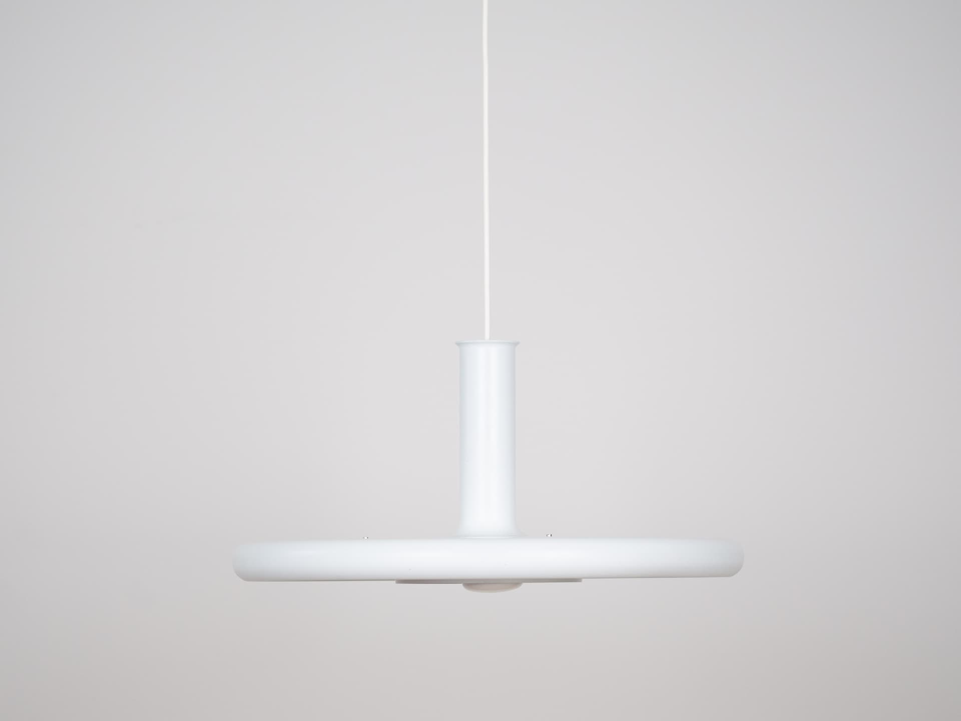 Pendant lamp Optima, white, metal, by H. Due, Fog & Mørup, Denmark, 1970s. - 365873
