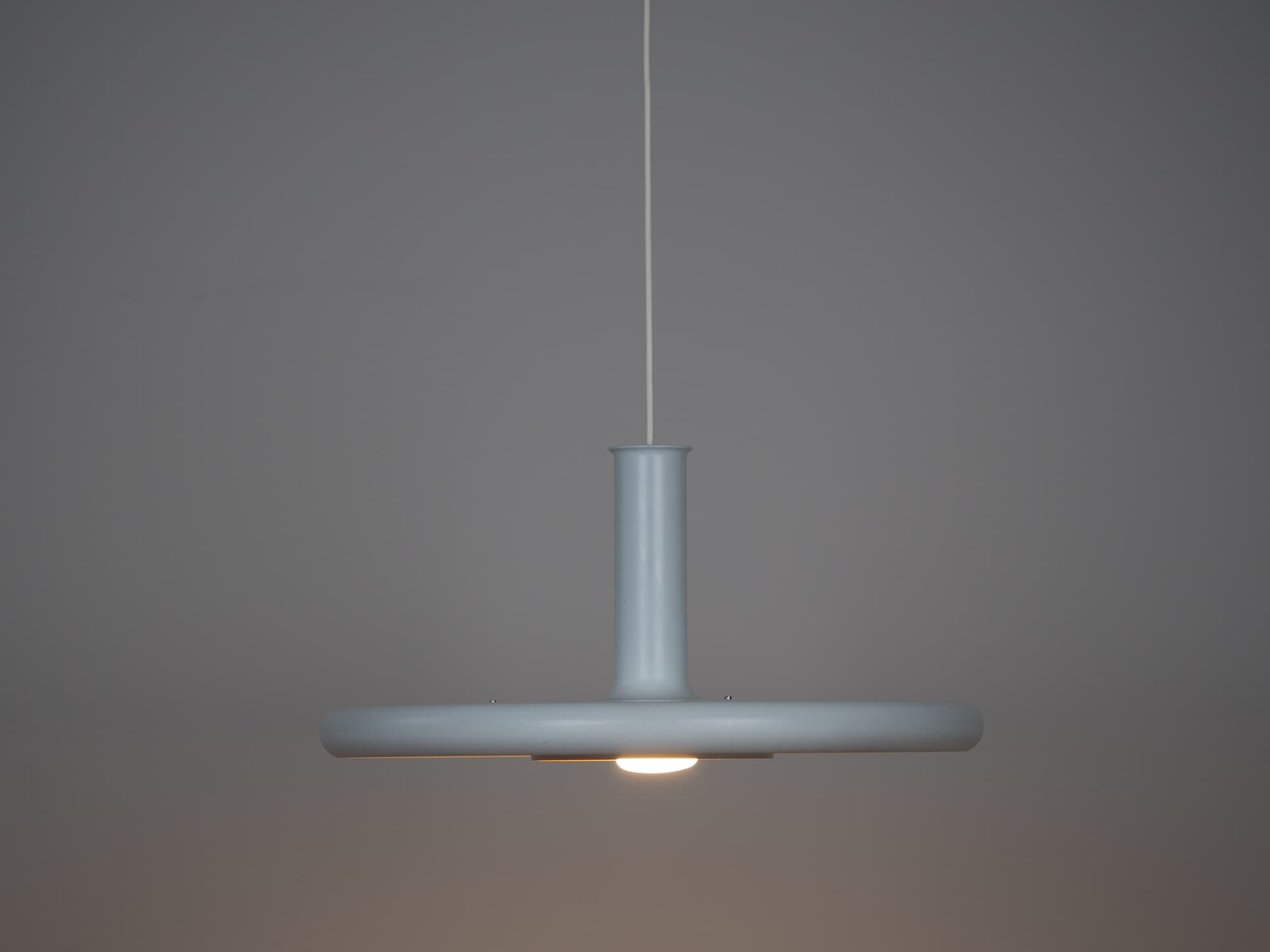 Pendant lamp Optima, white, metal, by H. Due, Fog & Mørup, Denmark, 1970s. - 365875