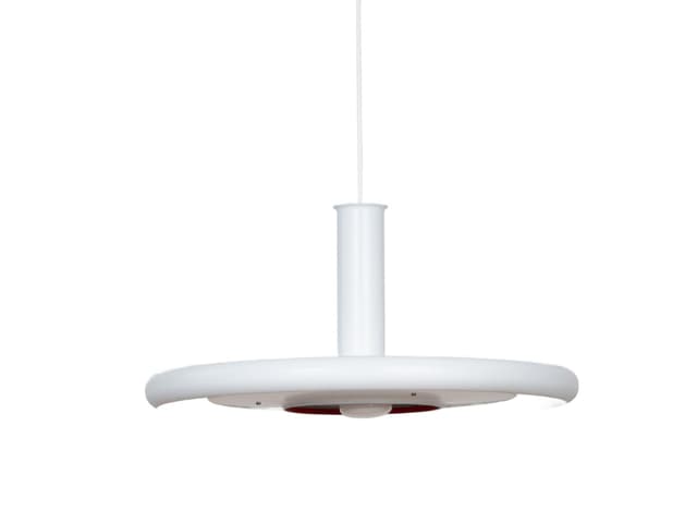 Pendant lamp Optima, white, metal, by H. Due, Fog & Mørup, Denmark, 1970s. - DIMENSION