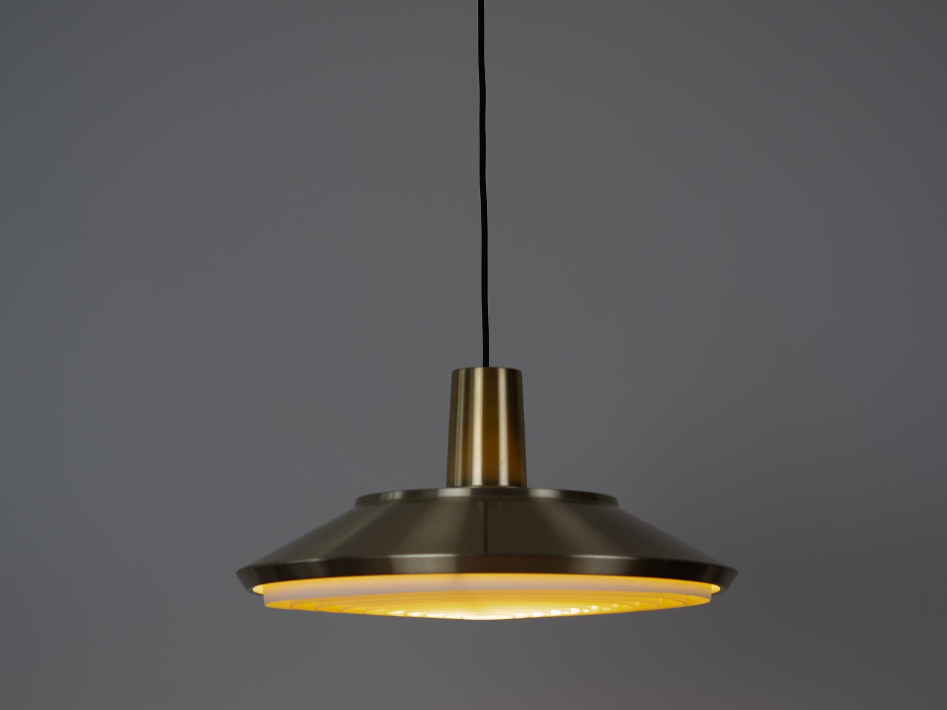 Pendant lamp P376, gold satin brass, silver satin aluminium, Nordisk Solar, Denmark, 1960s. - 365949