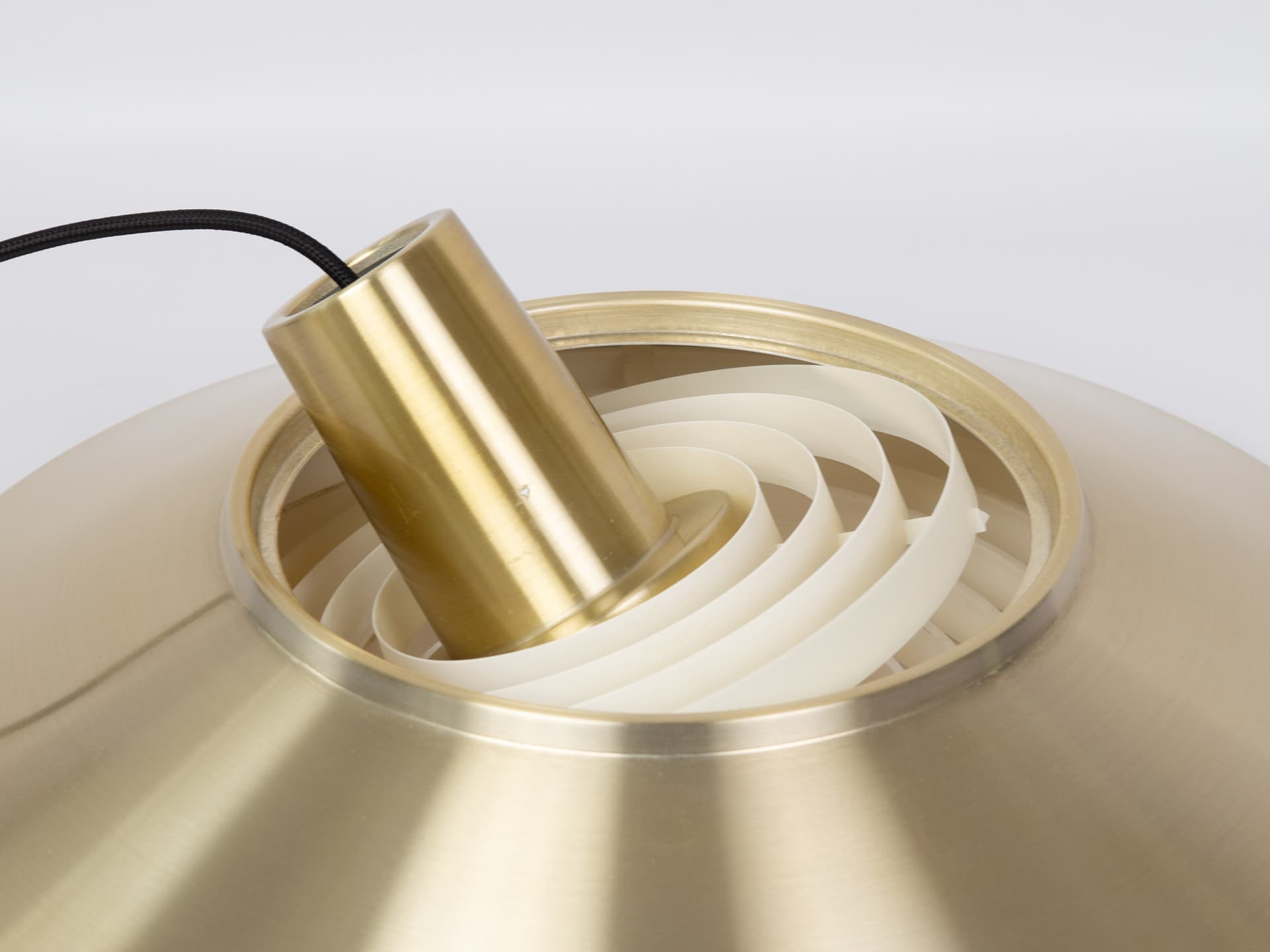 Pendant lamp P376, gold satin brass, silver satin aluminium, Nordisk Solar, Denmark, 1960s. - 365951