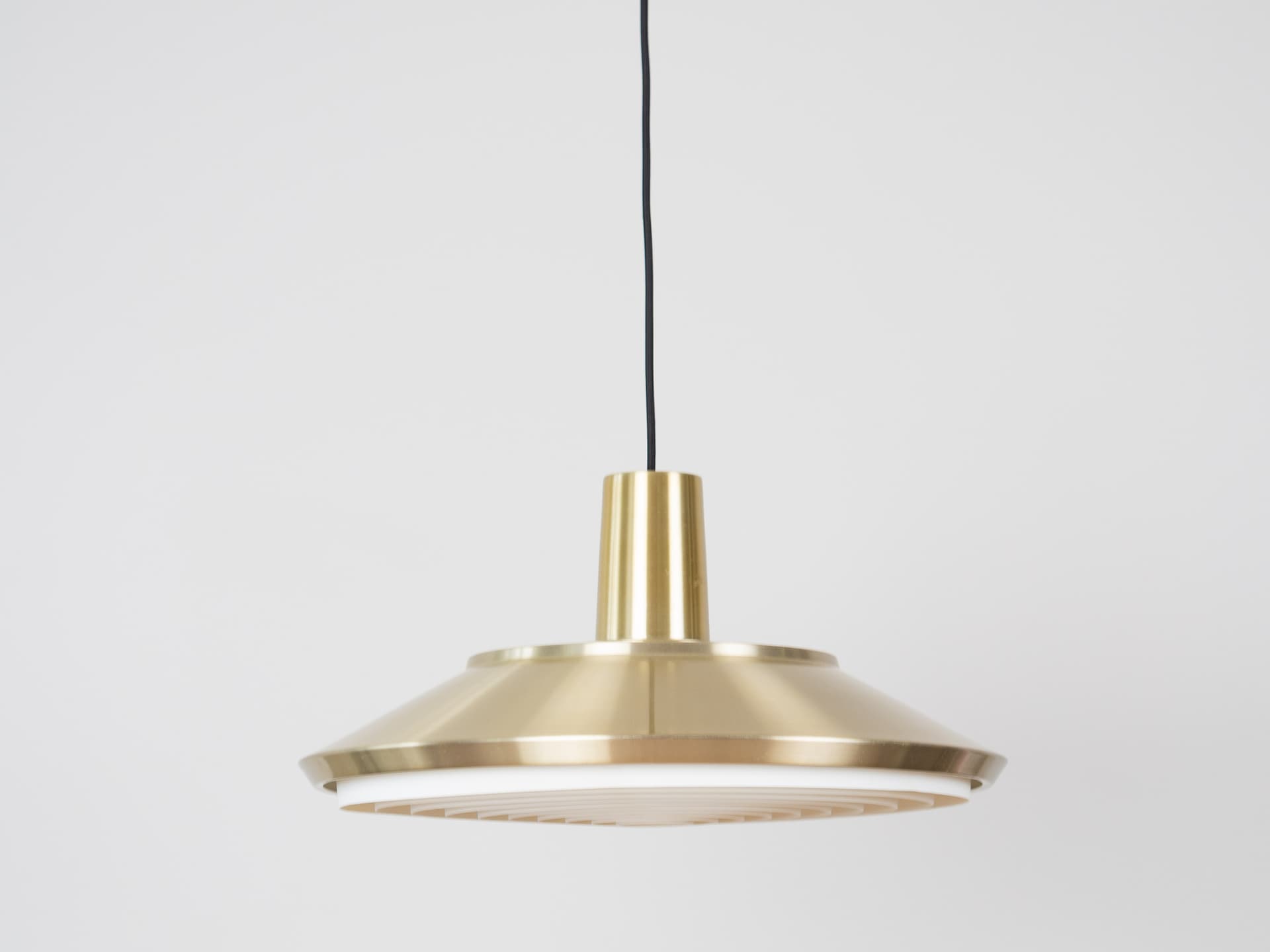 Pendant lamp P376, gold satin brass, silver satin aluminium, Nordisk Solar, Denmark, 1960s. - 365948