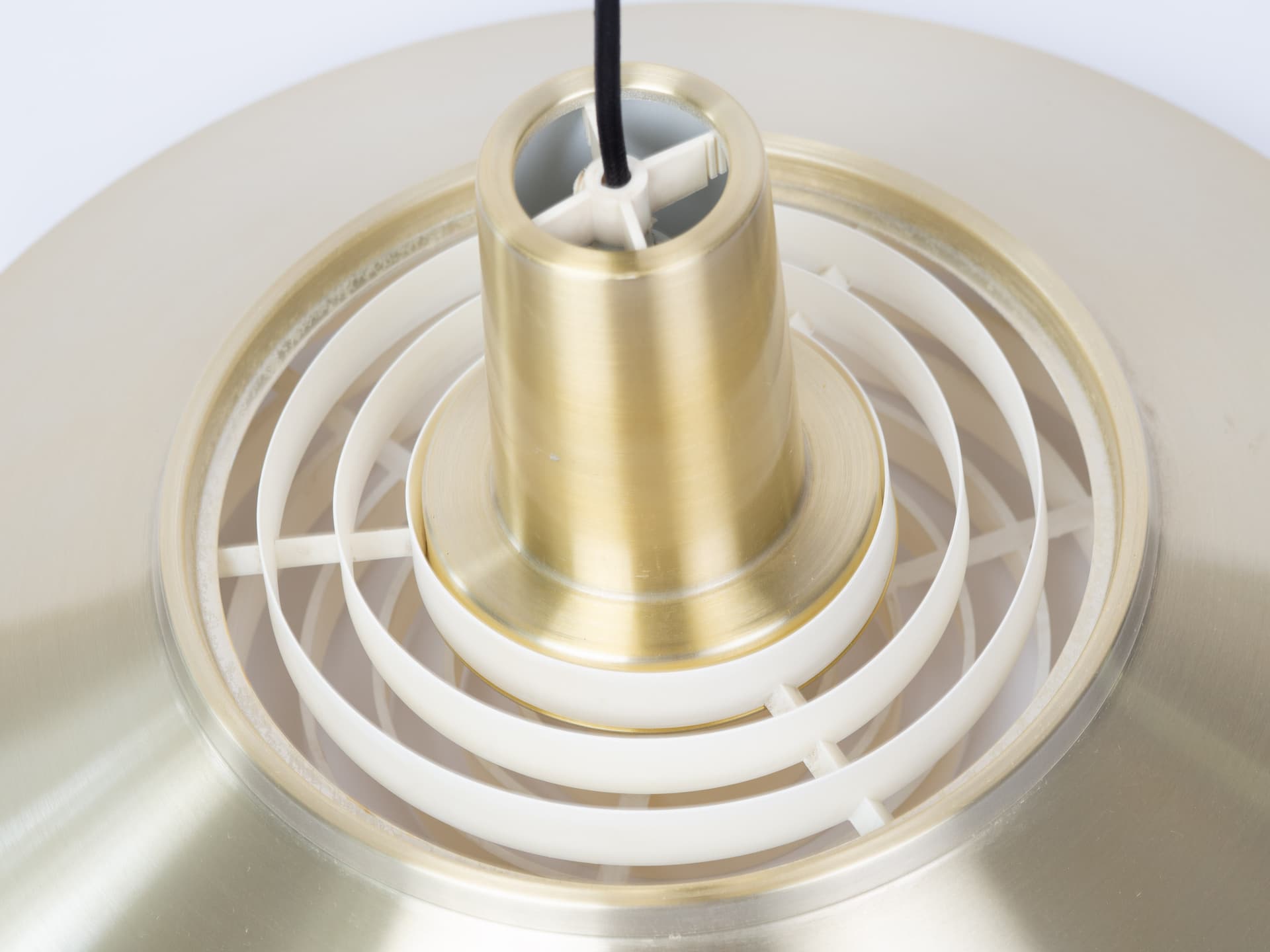 Pendant lamp P376, gold satin brass, silver satin aluminium, Nordisk Solar, Denmark, 1960s. - 365952