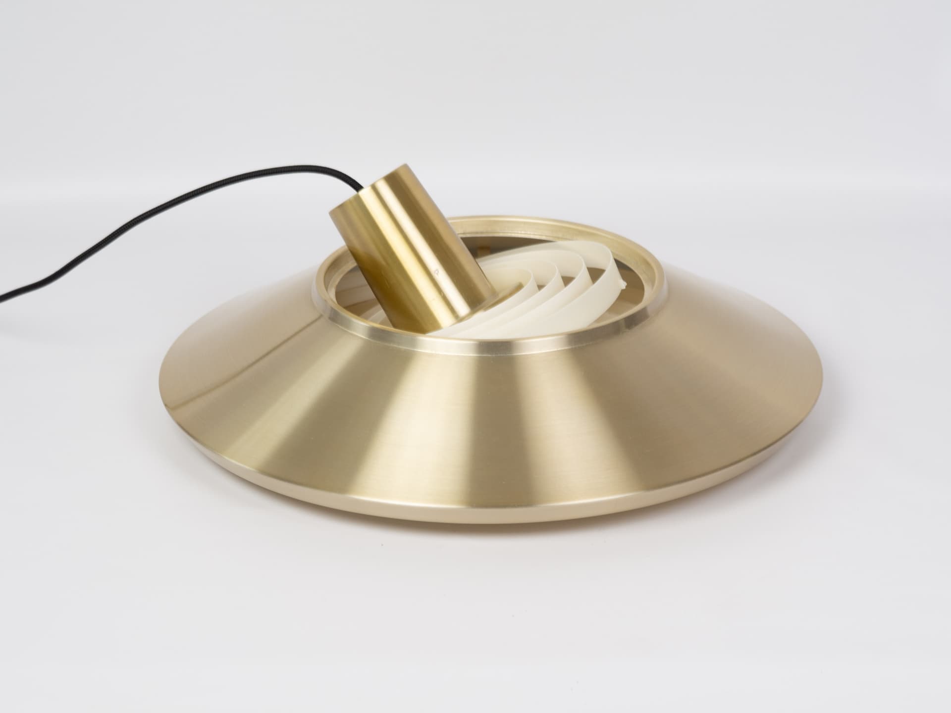 Pendant lamp P376, gold satin brass, silver satin aluminium, Nordisk Solar, Denmark, 1960s. - 365950
