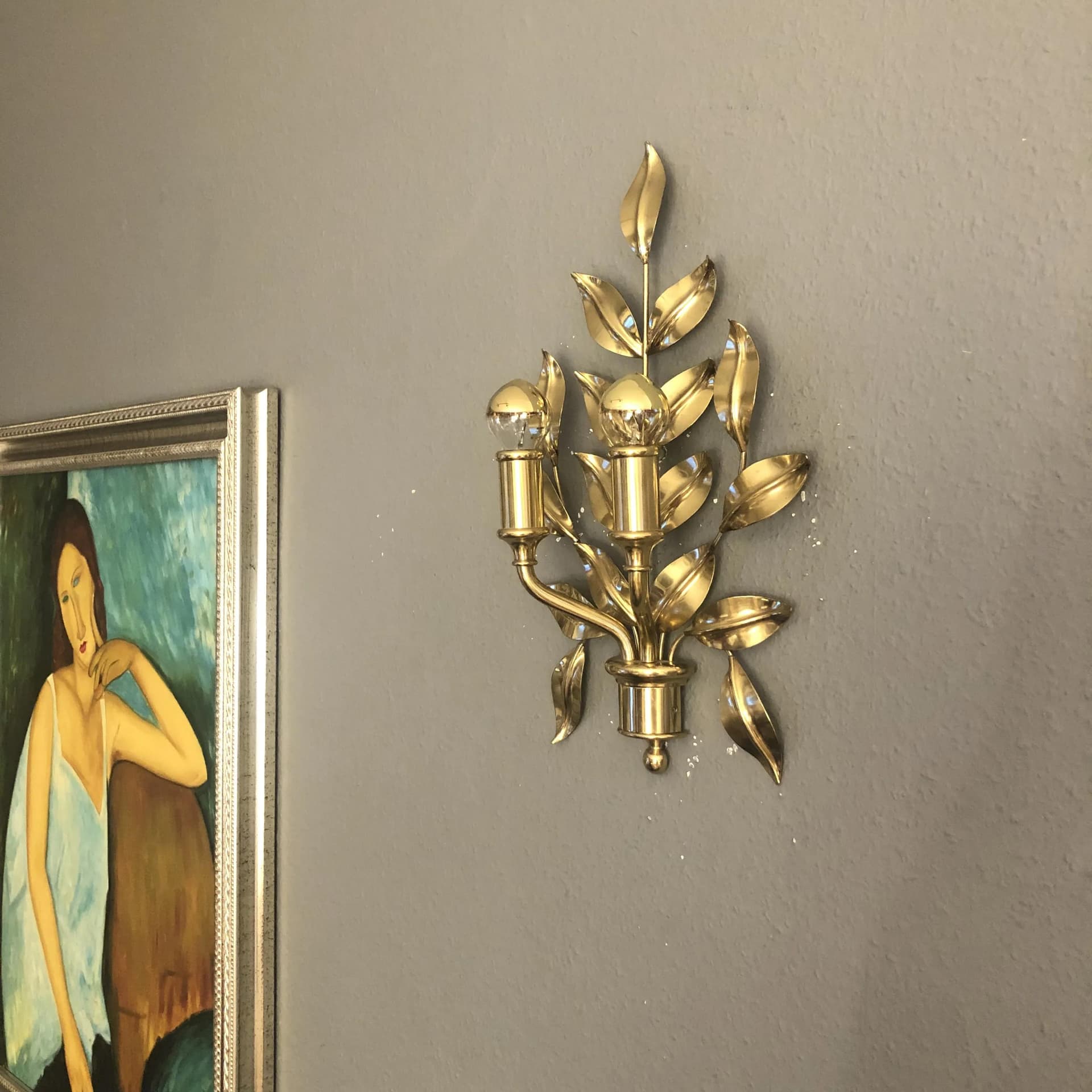 Para kinkietów, złoty, mosiądz, Niemcy, lata 70. - 26763