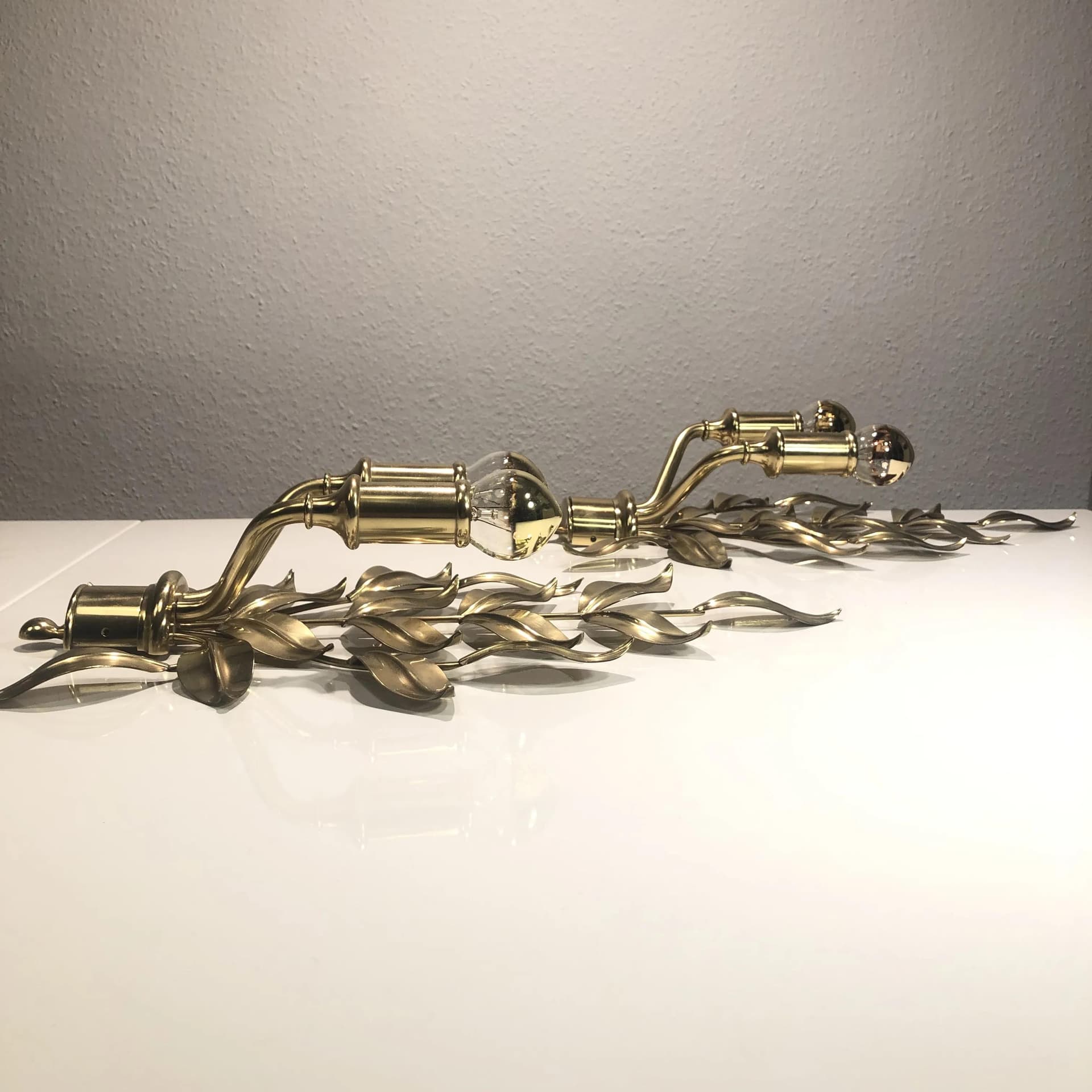 Para kinkietów, złoty, mosiądz, Niemcy, lata 70. - 26760