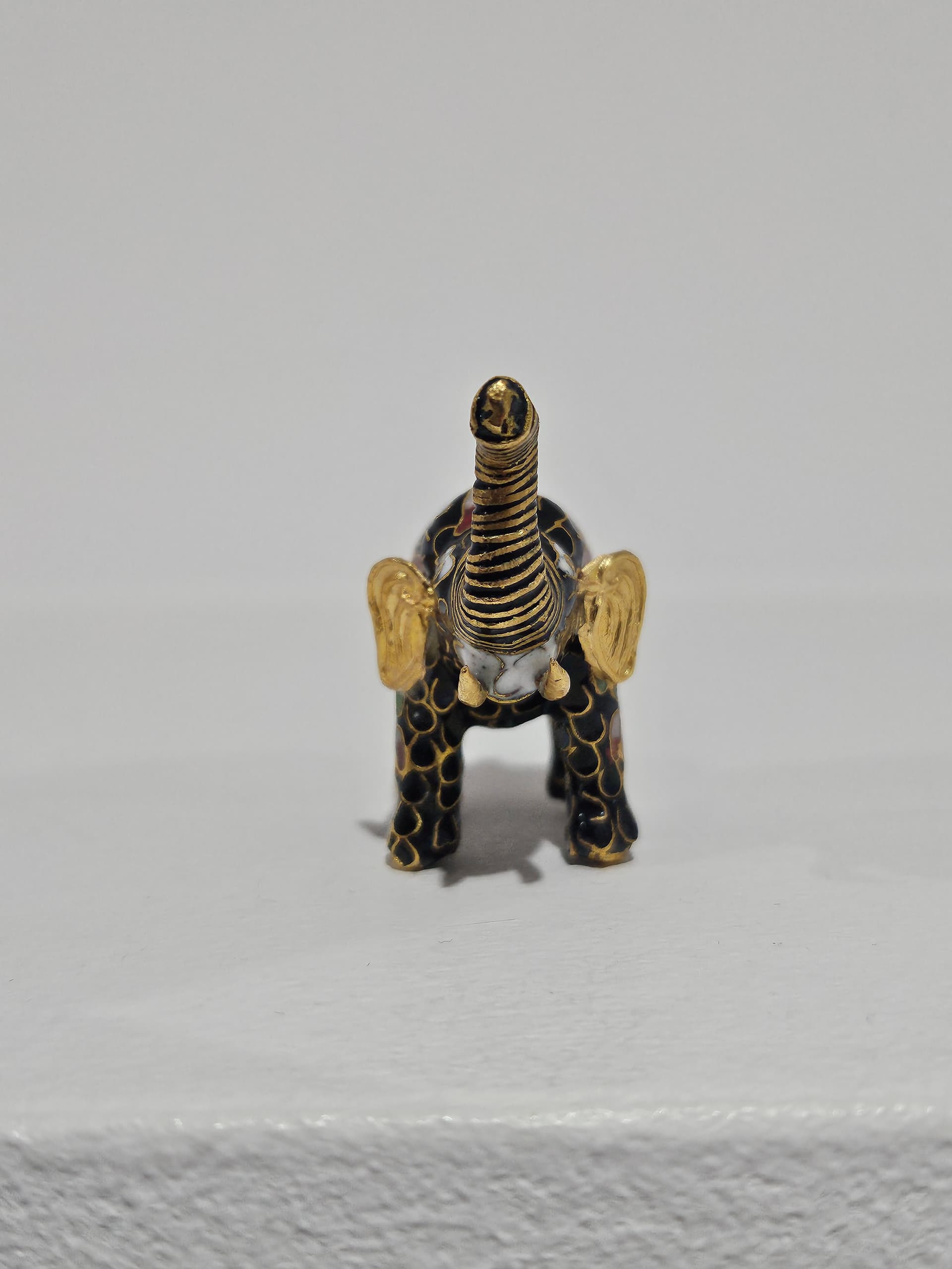 Figurine Elephant Cloisonné, black enamel, metal, Sri Lanka, 1980s - 366152
