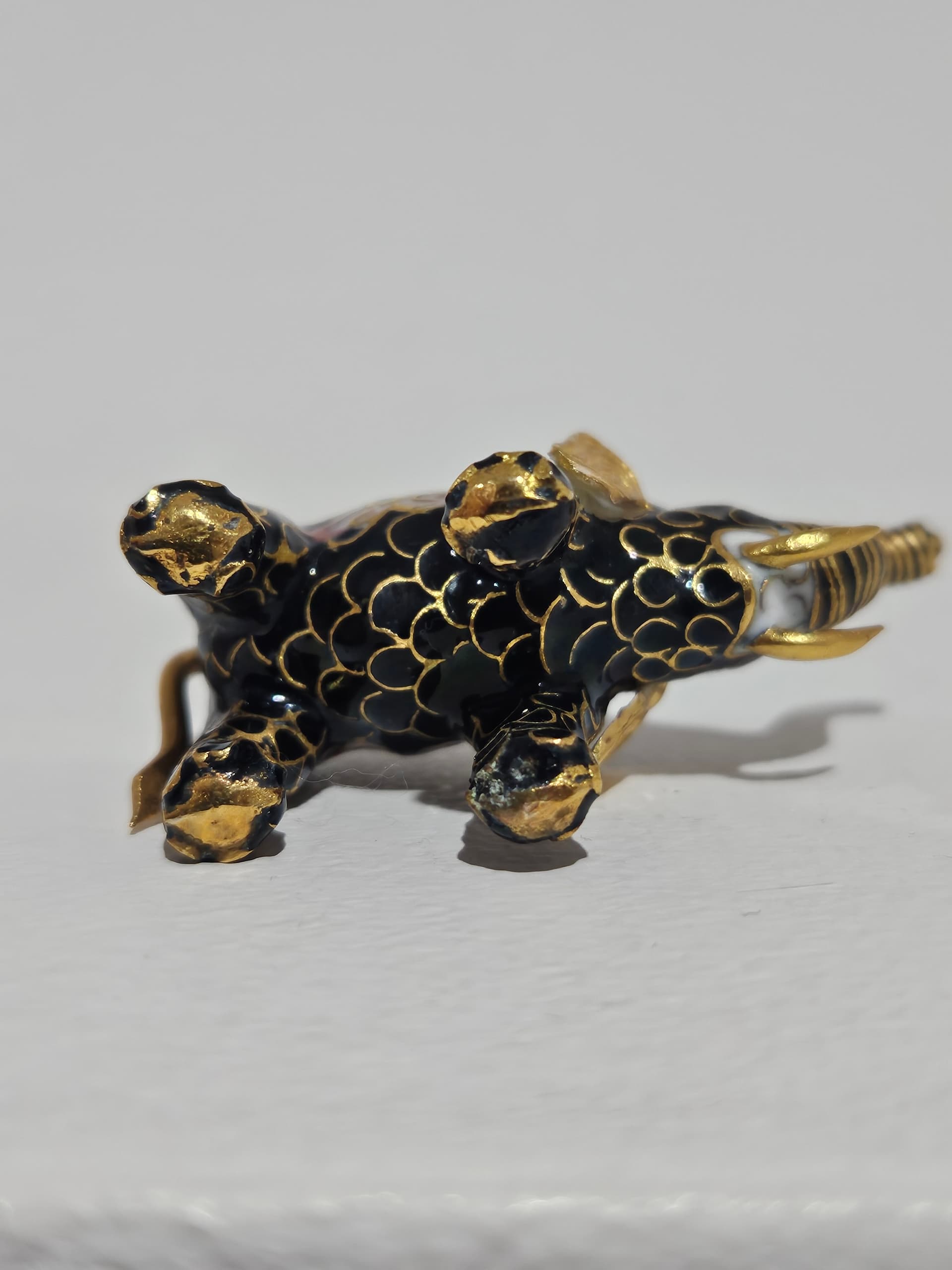 Figurine Elephant Cloisonné, black enamel, metal, Sri Lanka, 1980s - 366154