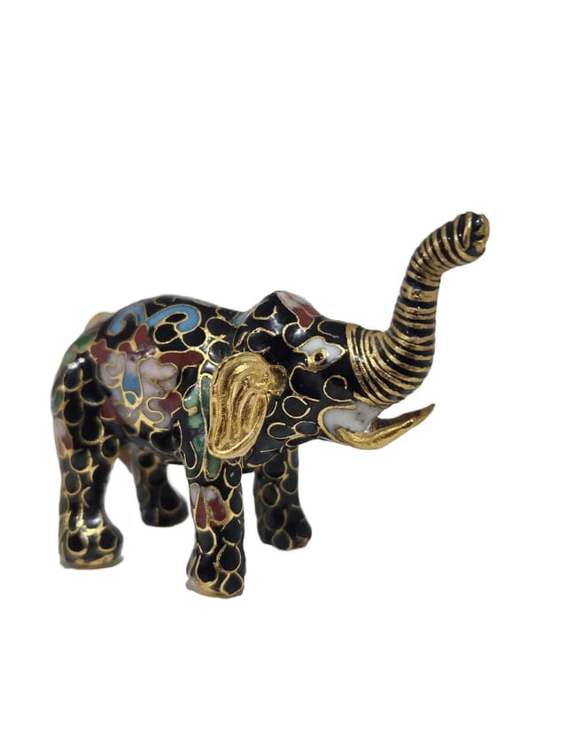 Figurine Elephant Cloisonné, black enamel, metal, Sri Lanka, 1980s - DIMENSION