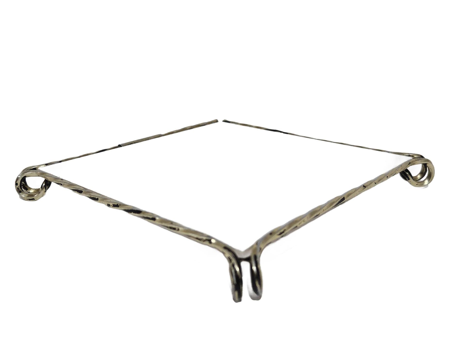 Trivet, white ceramic, golden brass, Germany, 1980s.