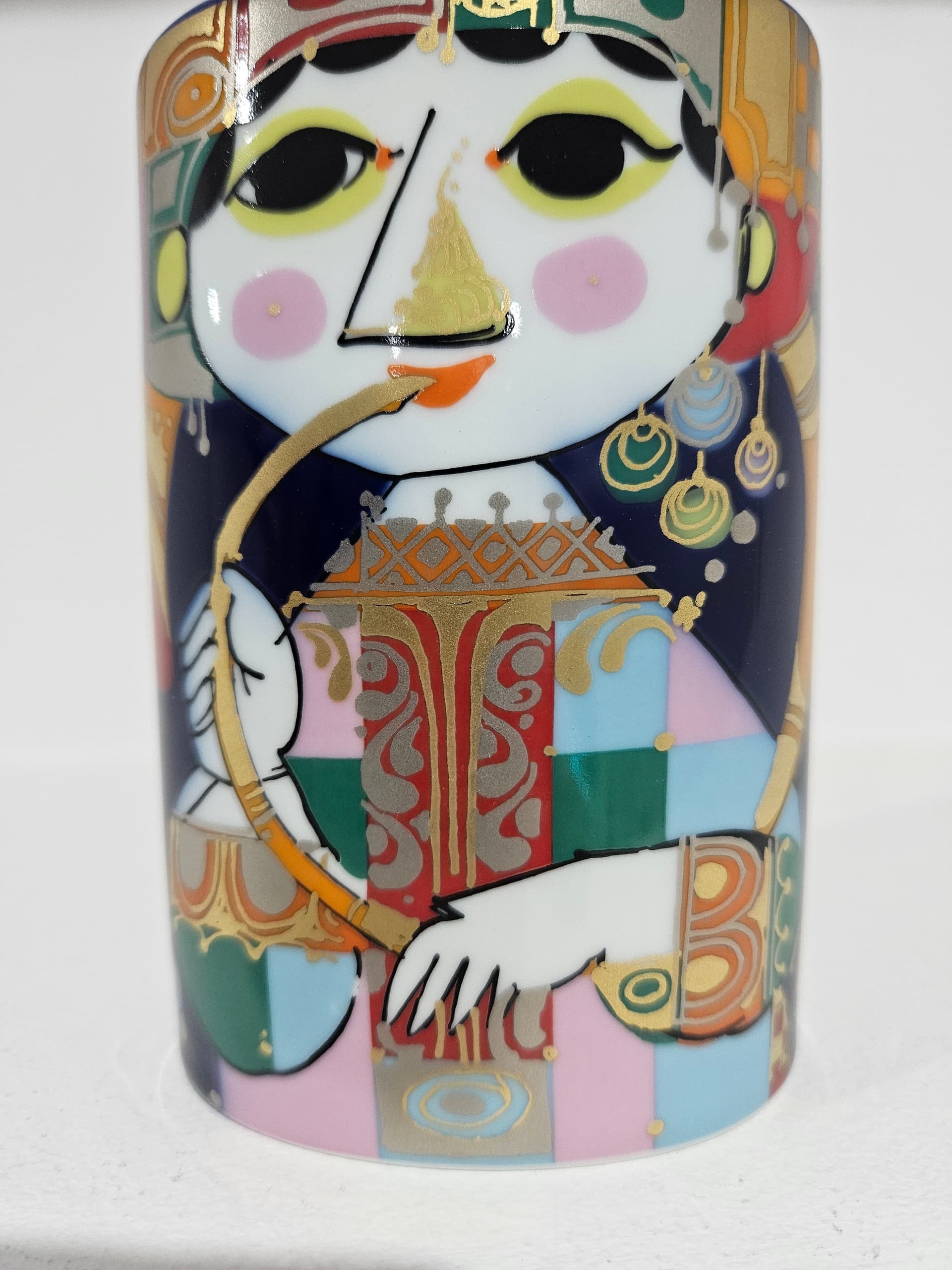 Candlestick 1001 Nights, painted and gilded porcelain, by B. Wiinblad, Rosenthal Studio-Linie, Germany, 1970s. - 366172