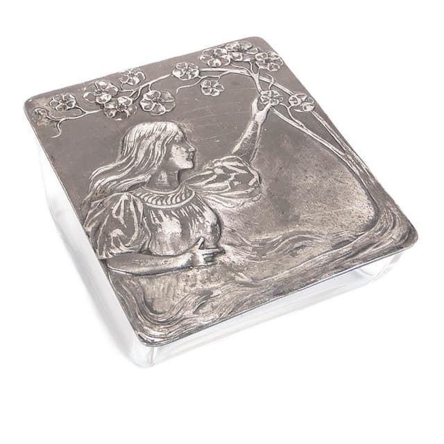 Cabinet box, clear crystal, silver, WMF, Germany, early 20th century - DIMENSION