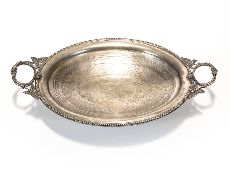 Elliptical Serving Platter, silver gold, brass silver, Plewkiewicz, Poland, early 20th century - 366191