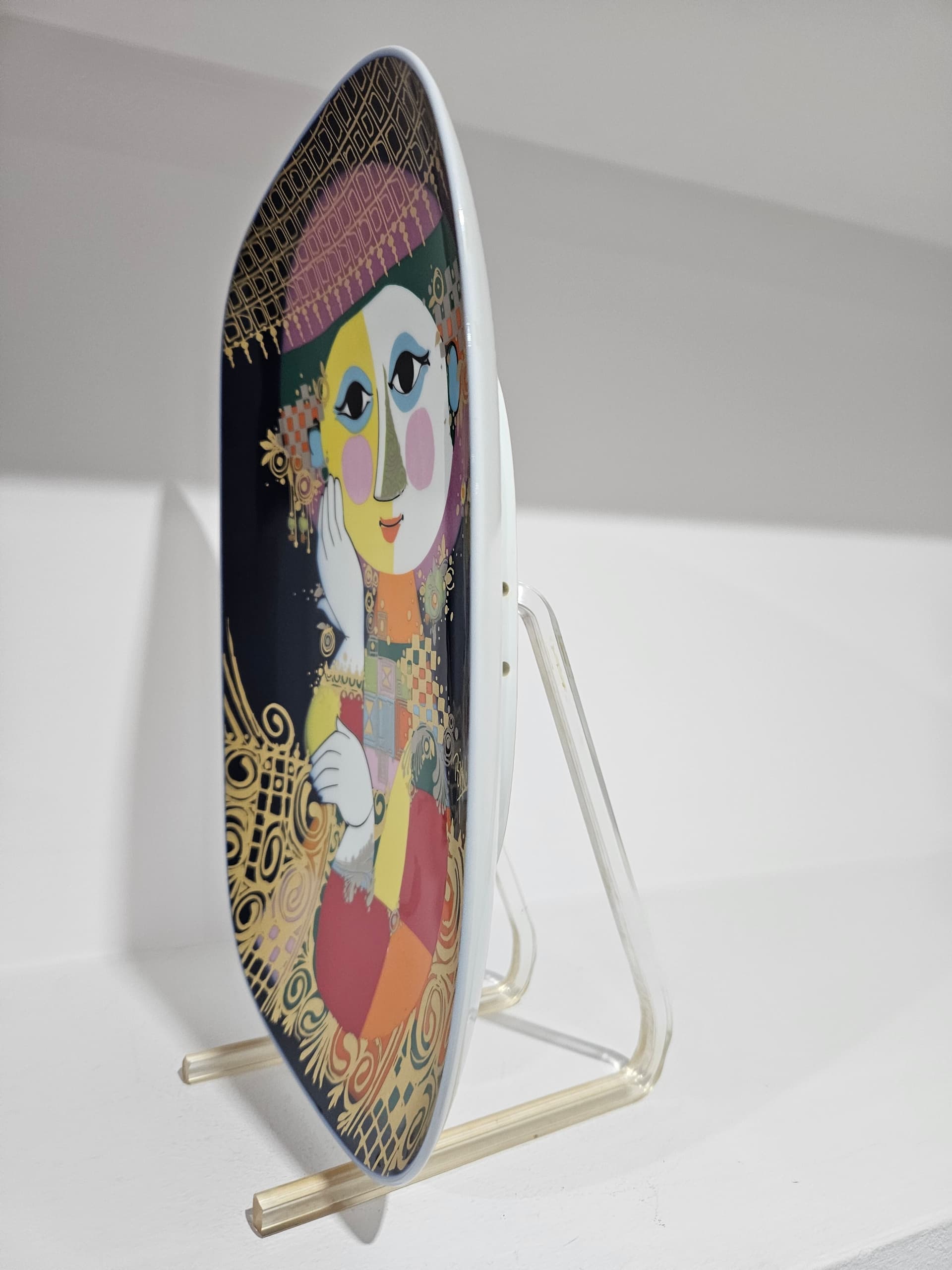 Wall plate 1001 Nights, cobalt porcelain, gilt, by B. Wiinblad, Rosenthal Studio-Linie, Germany, 1970s - 366223