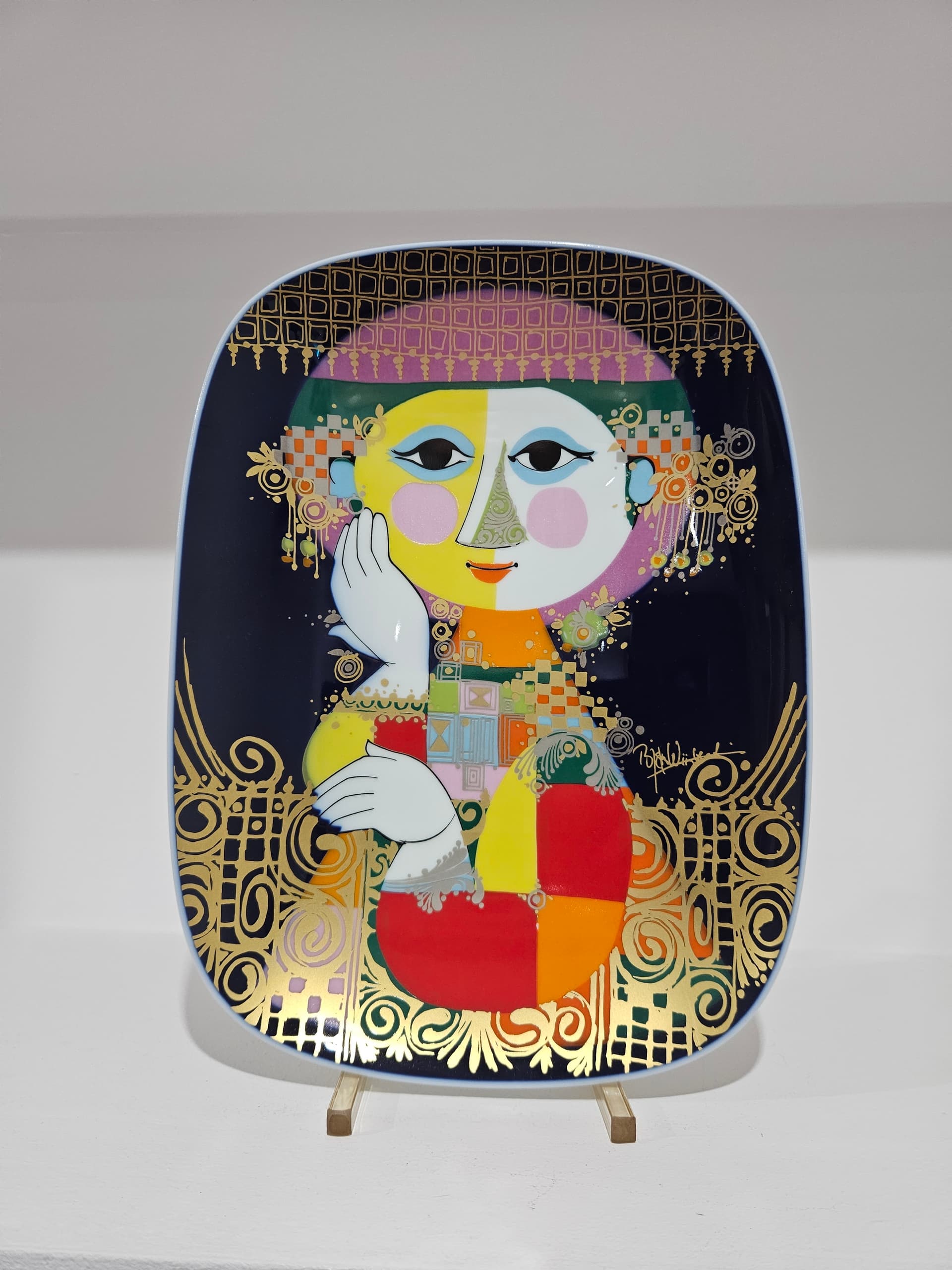 Wall plate 1001 Nights, cobalt porcelain, gilt, by B. Wiinblad, Rosenthal Studio-Linie, Germany, 1970s - 366217