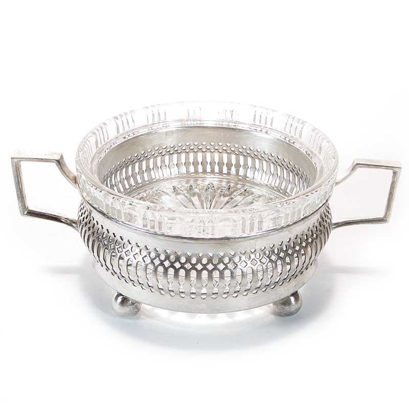 Centerpiece bowl, silver brass, glass, Roman Plewkiewicz & Co, Poland, early 20th century - 366235