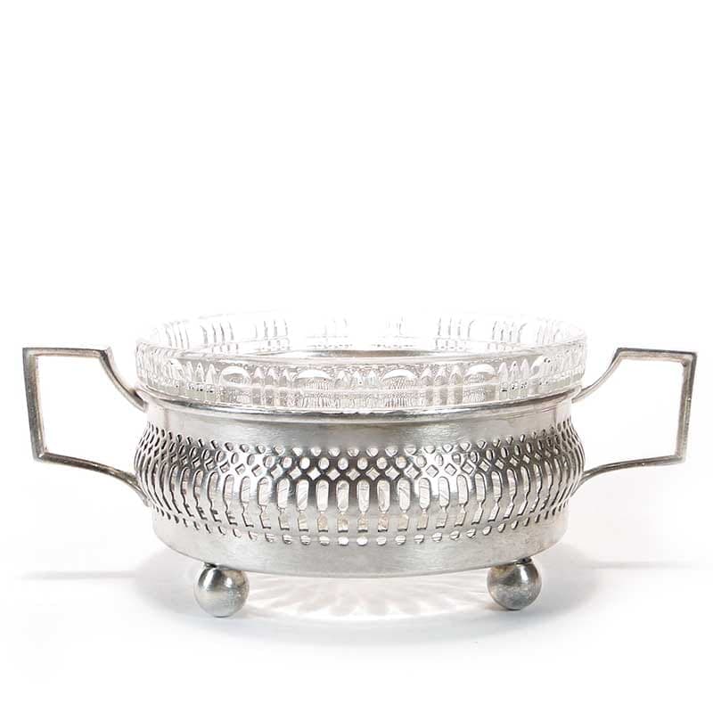 Centerpiece bowl, silver brass, glass, Roman Plewkiewicz & Co, Poland, early 20th century - 366234
