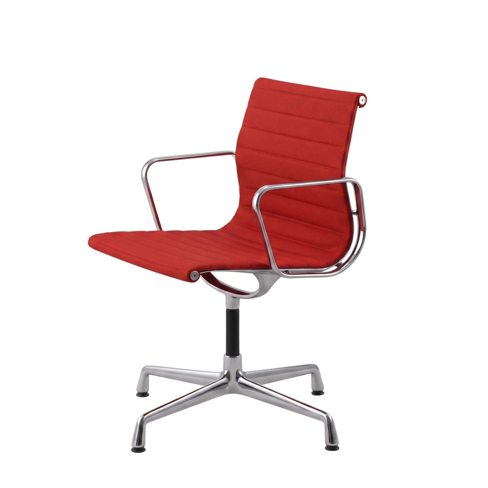 Krzesło obrotowe EA108 czerwone, odnowione, tkanina Hopsak, proj. Ch. & R. Eames, Vitra