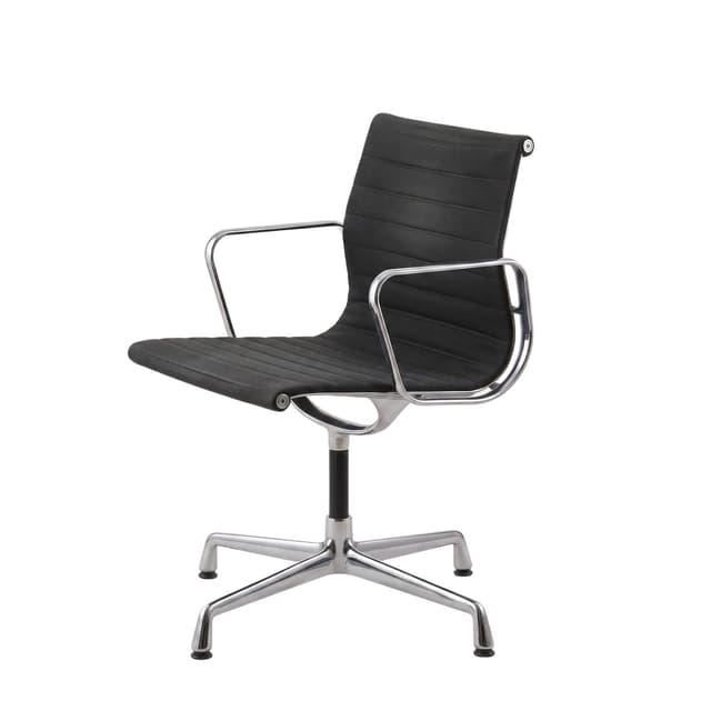 Krzesło biurowe EA107 czarne, odnowione, tkanina Hopsak, proj. Ch. & R. Eames, Vitra - WYMIARY