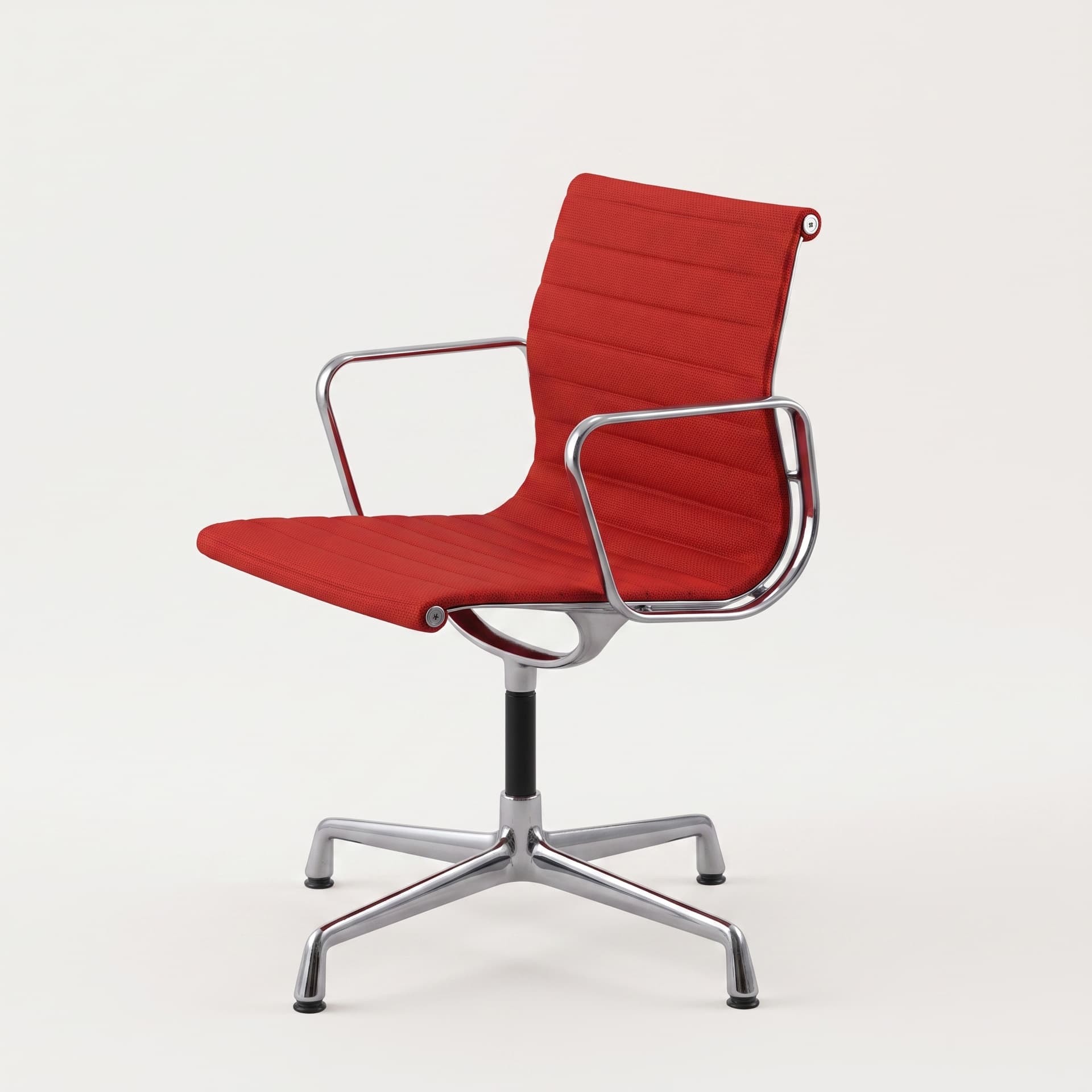 Krzesło biurowe EA107 czerwone, odnowione, tkanina Hopsak, proj. Ch. & R. Eames, Vitra - 366286