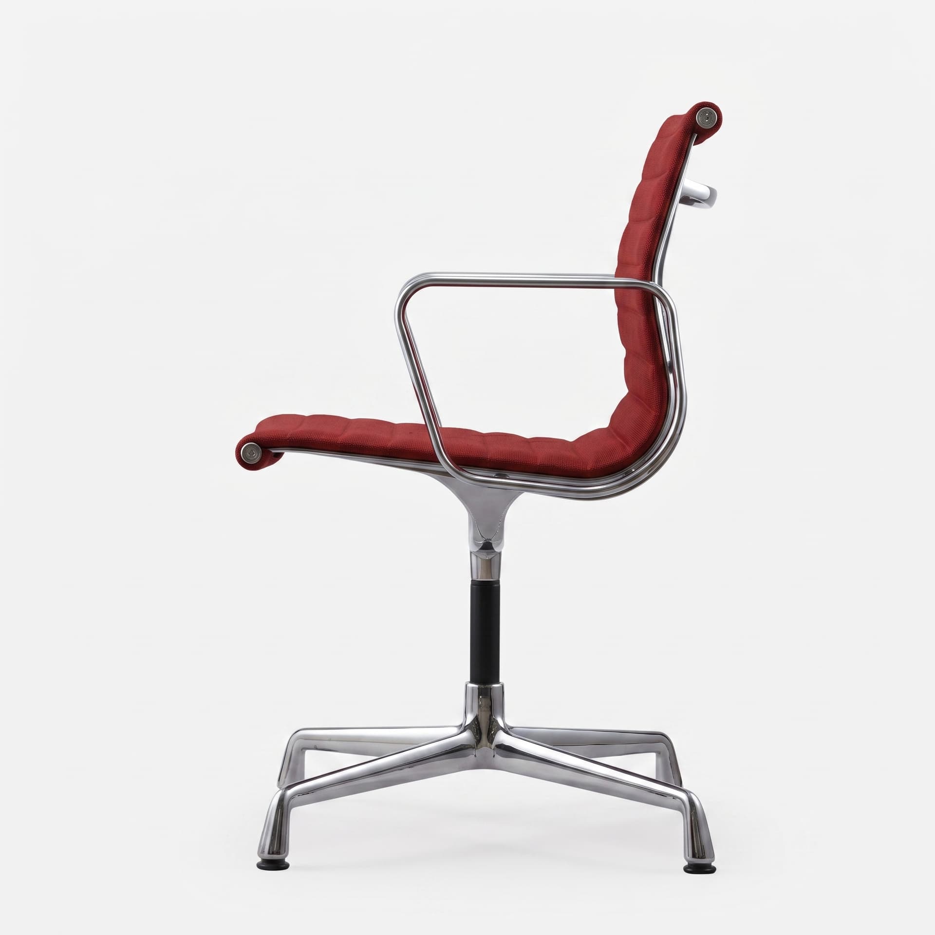 Krzesło biurowe EA107 czerwone, odnowione, tkanina Hopsak, proj. Ch. & R. Eames, Vitra - 366288