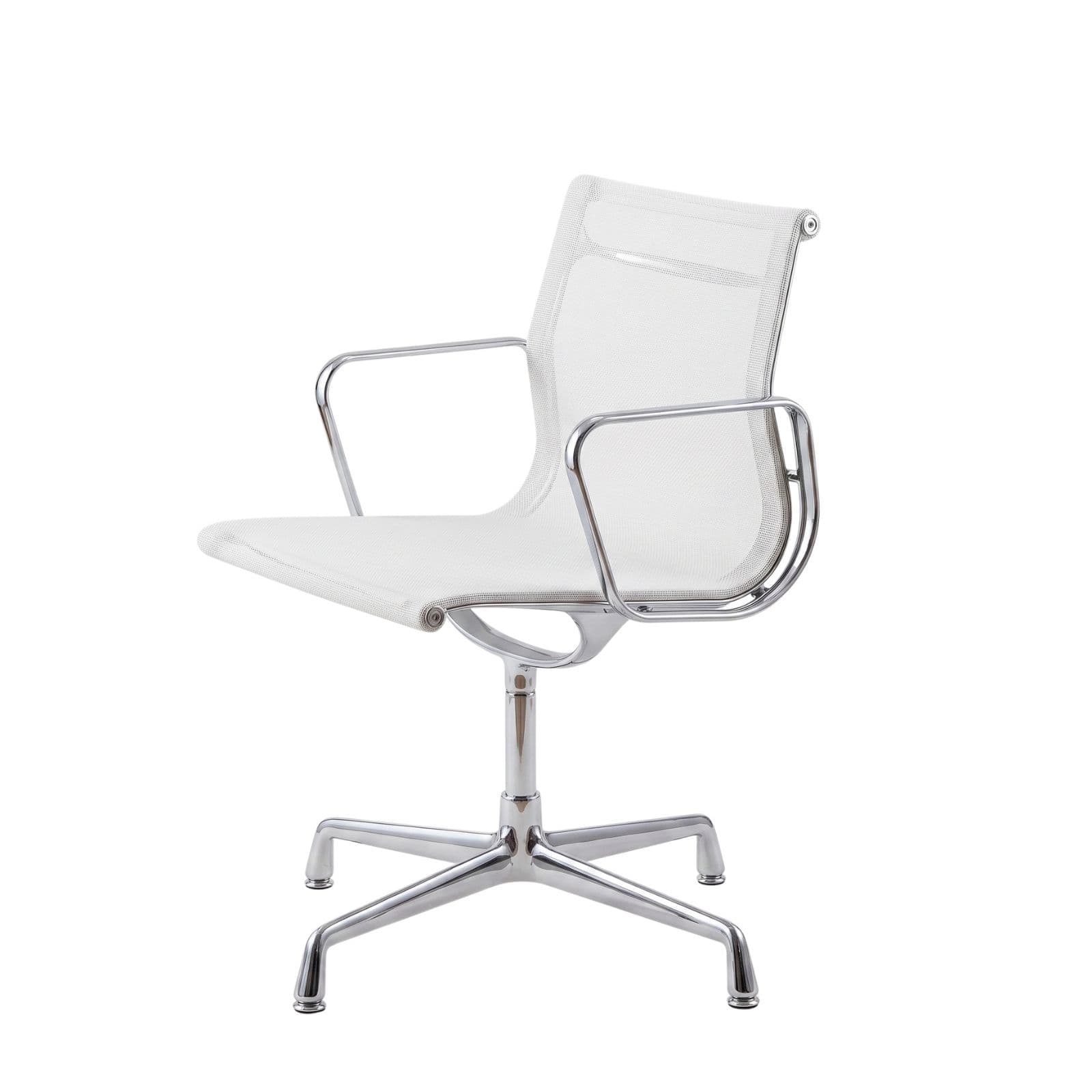Krzesło biurowe EA107, biała siatka, odnowione, proj. Ch. & R. Eames, Vitra