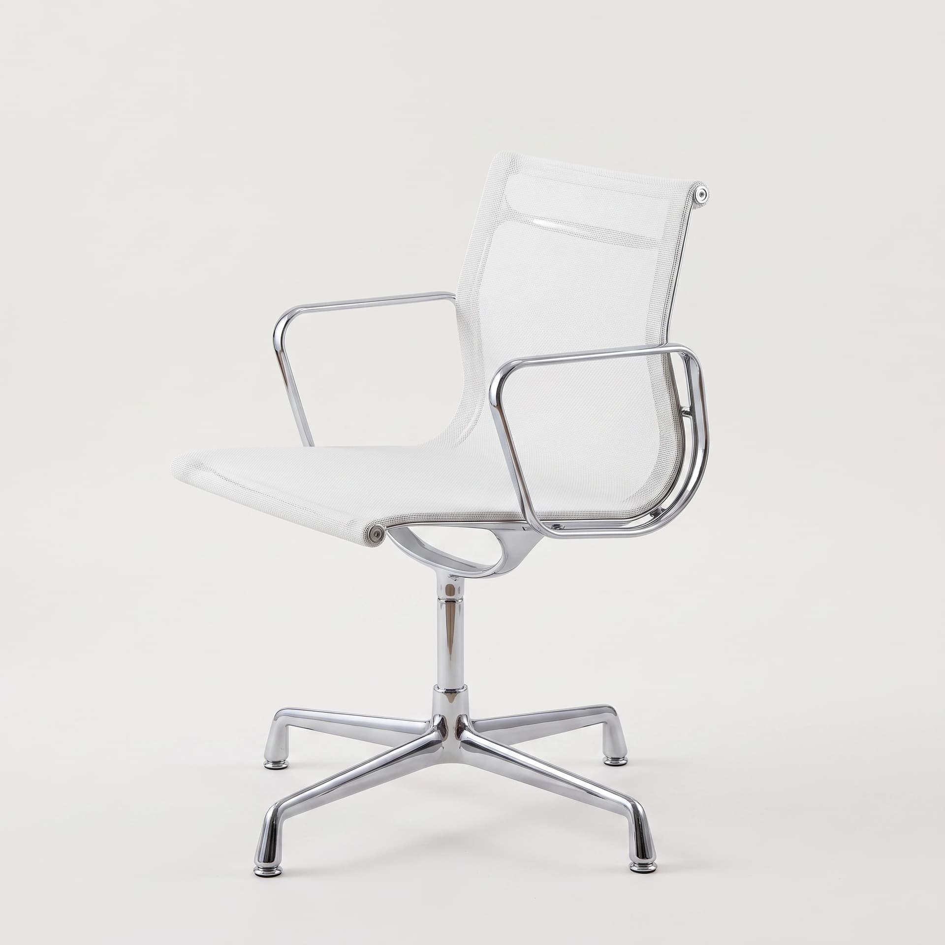 Krzesło biurowe EA107, biała siatka, odnowione, proj. Ch. & R. Eames, Vitra - 366298