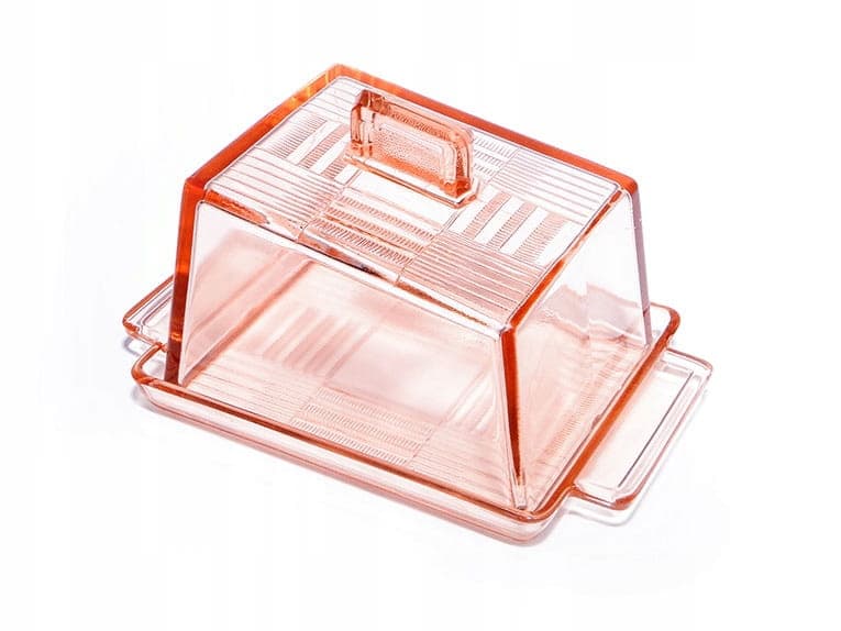 Cheese container Art Deco, pink glass, Germany, 1920s - 366338