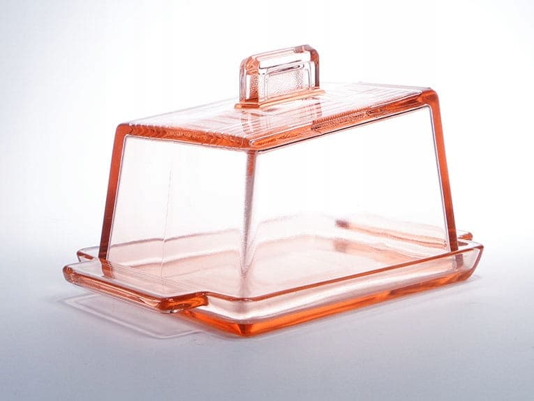 Cheese container Art Deco, pink glass, Germany, 1920s - 366339
