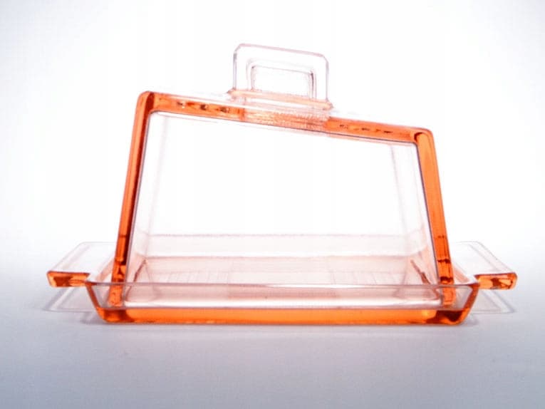 Cheese container Art Deco, pink glass, Germany, 1920s - 366340