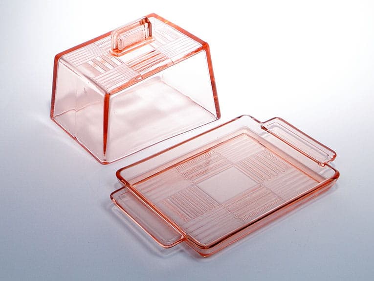Cheese container Art Deco, pink glass, Germany, 1920s - 366341