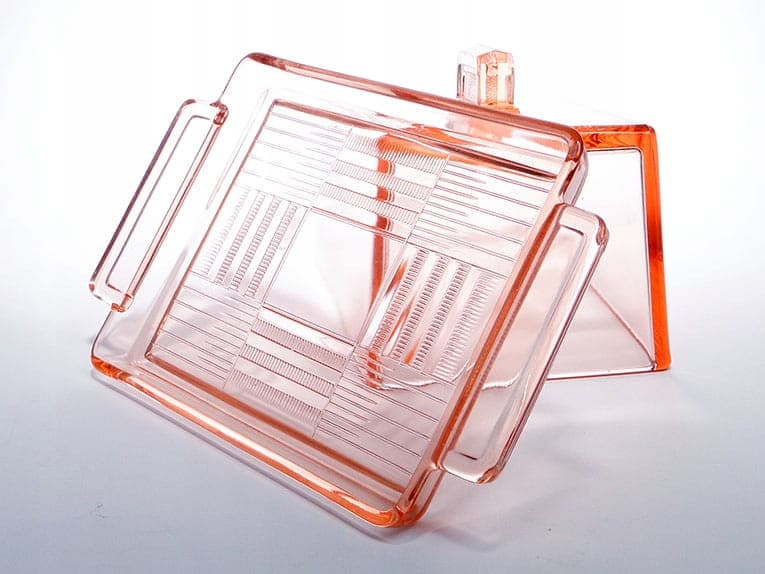 Cheese container Art Deco, pink glass, Germany, 1920s - 366342