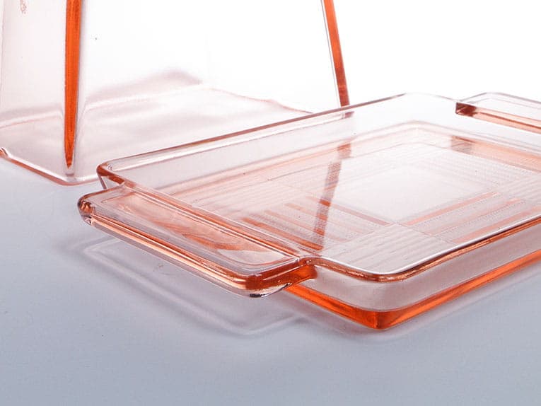 Cheese container Art Deco, pink glass, Germany, 1920s - 366345