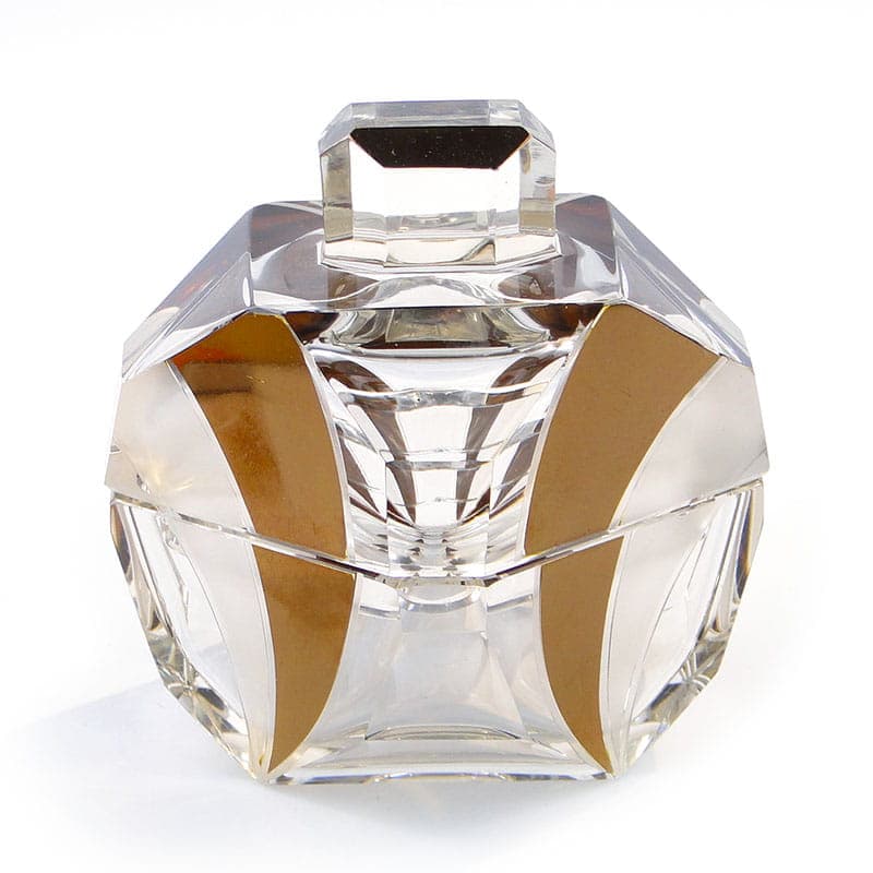 Bonbonniere Art Deco, clear crystal, gold gilding, by K. Palda, Czechia, 1930s - 366370