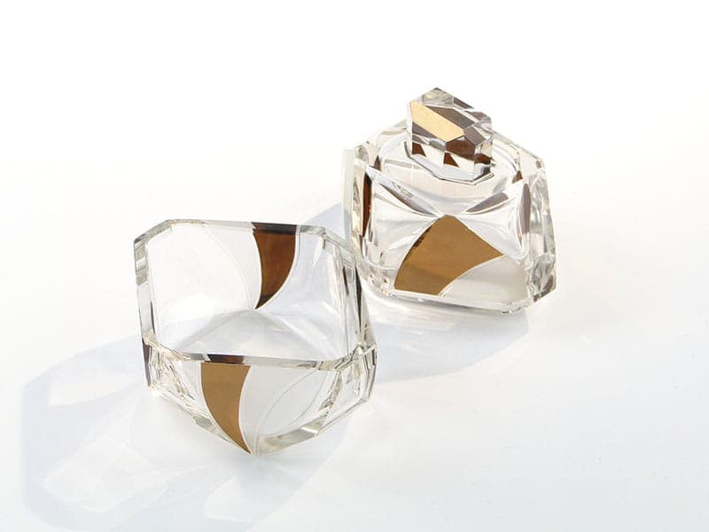Bonbonniere Art Deco, clear crystal, gold gilding, by K. Palda, Czechia, 1930s - 366374
