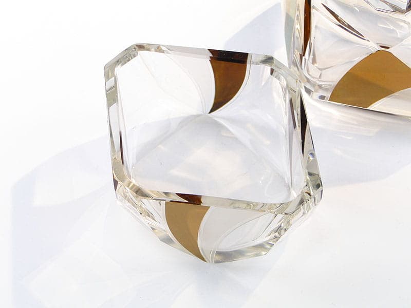 Bonbonniere Art Deco, clear crystal, gold gilding, by K. Palda, Czechia, 1930s - 366375