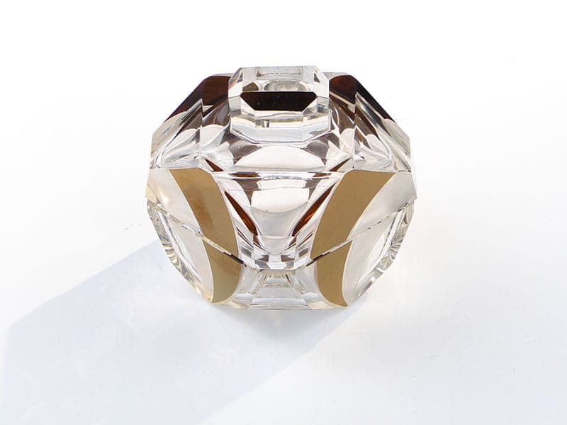 Bonbonniere Art Deco, clear crystal, gold gilding, by K. Palda, Czechia, 1930s - 366372