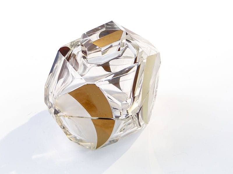 Bonbonniere Art Deco, clear crystal, gold gilding, by K. Palda, Czechia, 1930s - 366369
