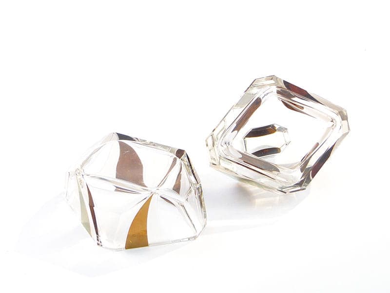 Bonbonniere Art Deco, clear crystal, gold gilding, by K. Palda, Czechia, 1930s - 366376