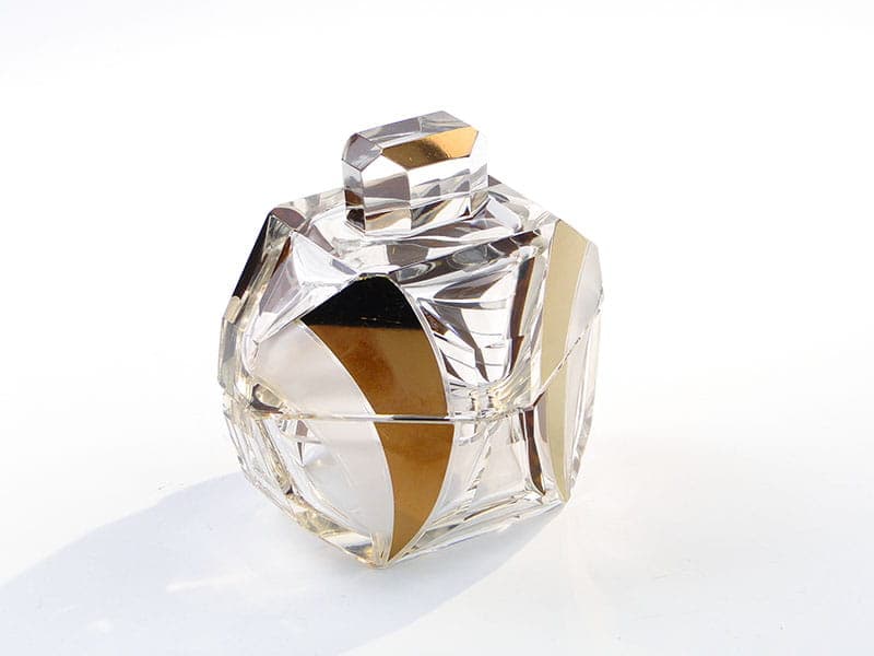 Bonbonniere Art Deco, clear crystal, gold gilding, by K. Palda, Czechia, 1930s - 366371