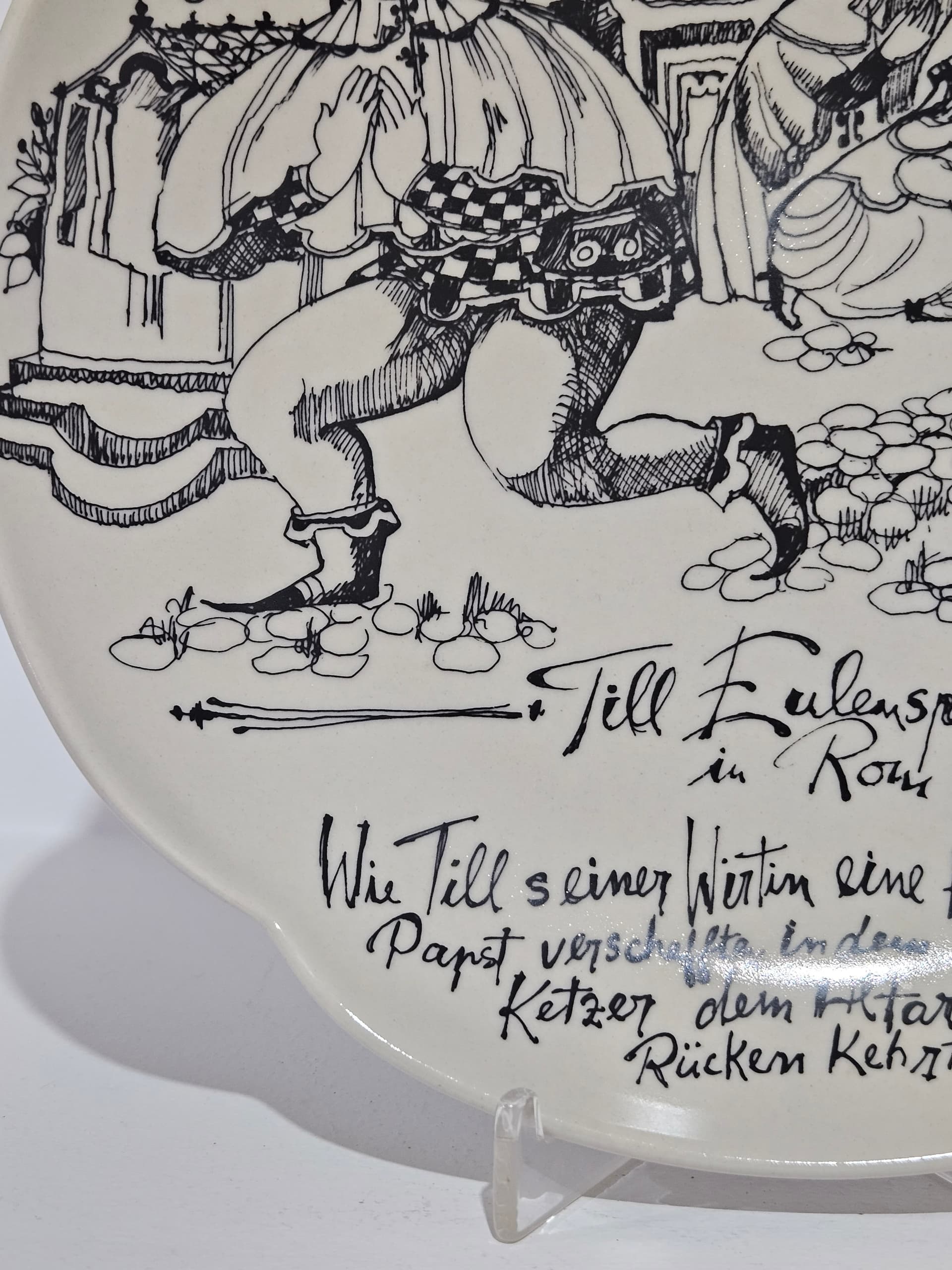 Decorative plate Rosenthal studio-linie, white black, porcelain, by B. Wiinblad, Germany, 1960s - 366384