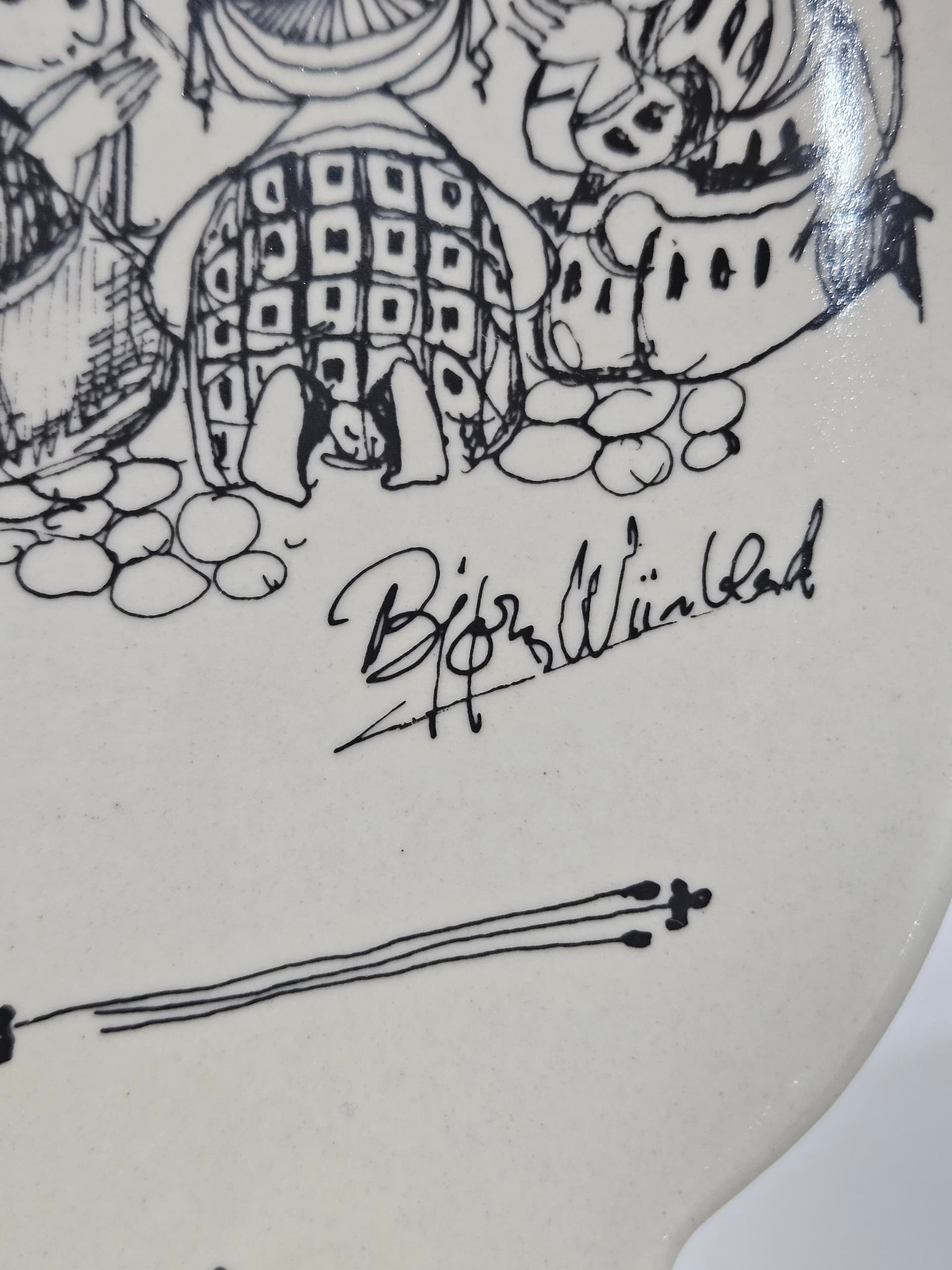 Decorative plate Rosenthal studio-linie, white black, porcelain, by B. Wiinblad, Germany, 1960s - 366385