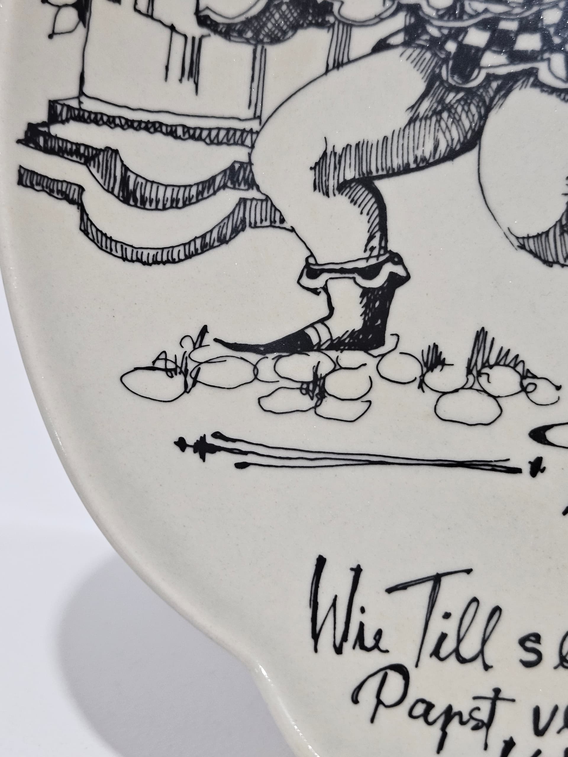 Decorative plate Rosenthal studio-linie, white black, porcelain, by B. Wiinblad, Germany, 1960s - 366383