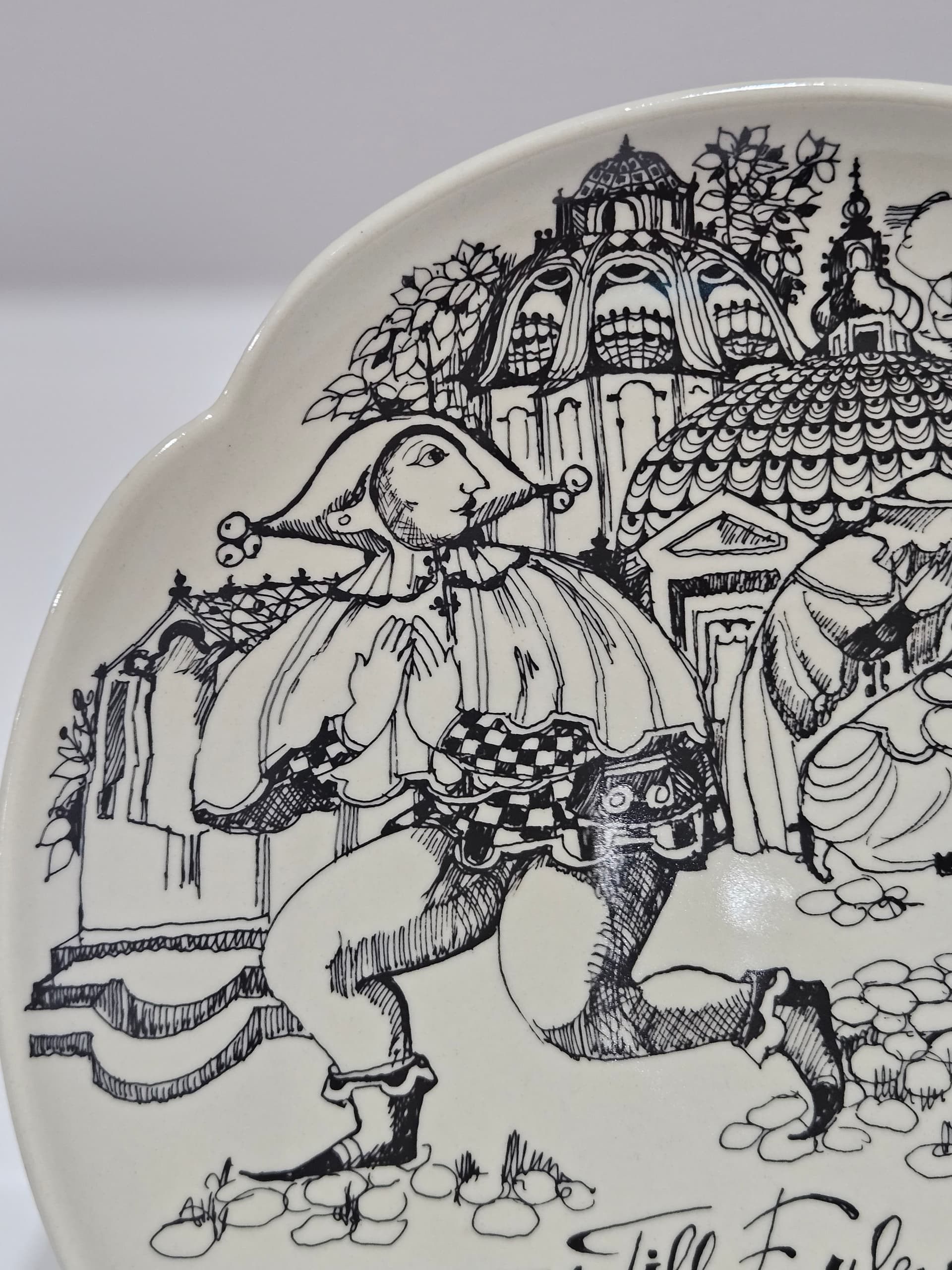 Decorative plate Rosenthal studio-linie, white black, porcelain, by B. Wiinblad, Germany, 1960s - 366388