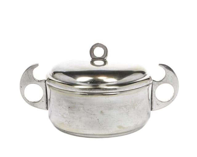 Butter Dish Art Deco, silver-plated brass, crystal, Poland, 1930s - DIMENSION