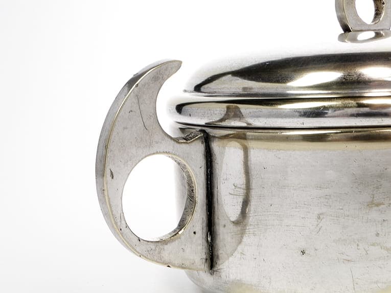 Butter Dish Art Deco, silver-plated brass, crystal, Poland, 1930s - 366398