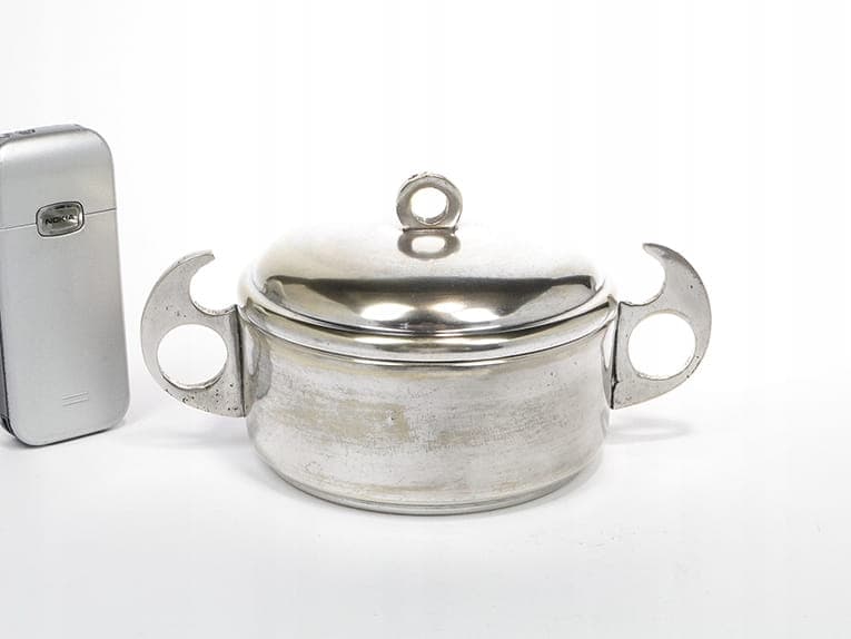 Butter Dish Art Deco, silver-plated brass, crystal, Poland, 1930s - 366401